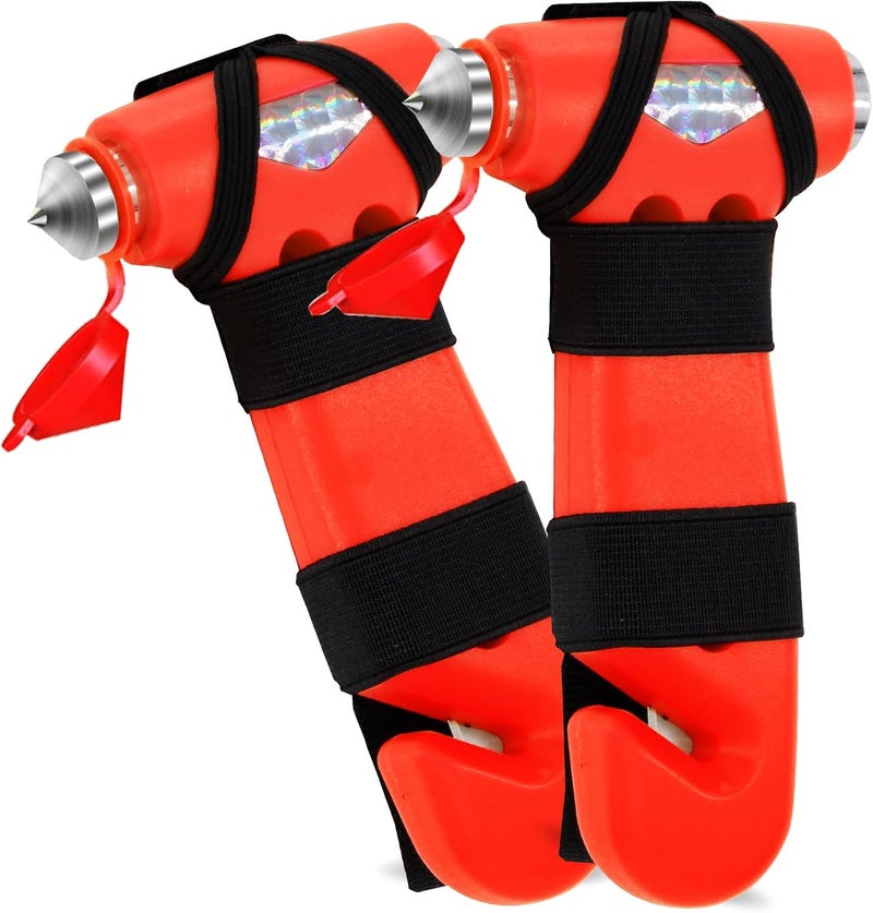 Zenhon Car Safety Hammer for Lady, 2 Pack Red 3-in-1 Emergency Escape Tool with Window Breaker and Seat Belt Cutter, Safety Emergency Car Escape Tool Gift for Family - Image 1